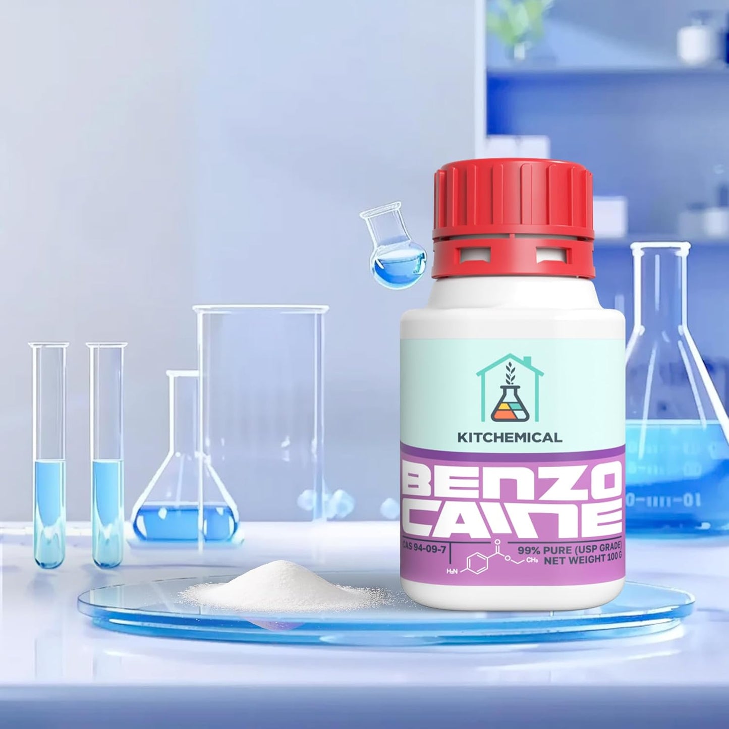 Benzocaine (99% USP Grade), Ultra-Pure Crystalline Powder, 100g