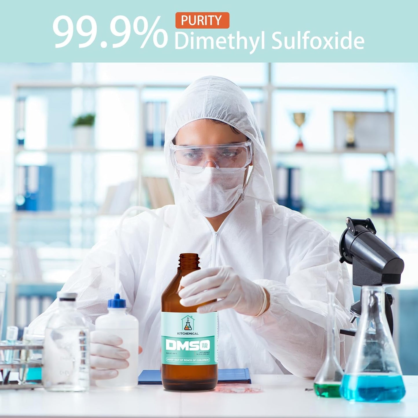 99.9% Pure DMSO in a Glass Bottle, Pure Liquid Dimethyl Sulfoxide 16.9 OZ, Non-Diluted, Low Odor